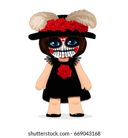 vector  La Catrina girl graphic (brunette)/girl illustration/Day of the dead