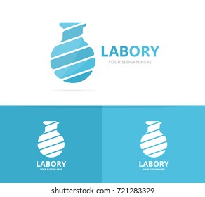 Vector of lab bottle logo combination. Bulb and flask symbol or icon. Unique science and laboratory logotype design template.