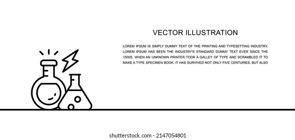 Equipo de laboratorio vectorial, vidrio químico de laboratorio, ícono de una línea del tubo de ensayo. Ilustración continua de una línea.