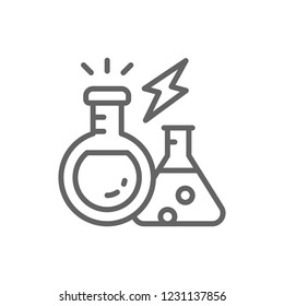 Vector lab equipment, experiment flasks, chemical laboratory glass, test tube line icon. Symbol and sign illustration design. Isolated on white background