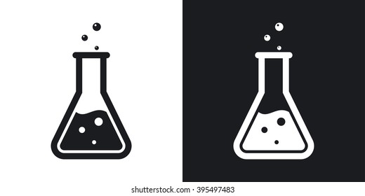 Vector lab flask icon. Two-tone version on black and white background