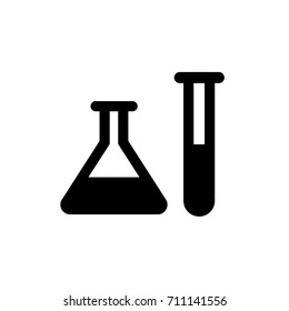Vector lab instruments. Beaker, flask, test tube.