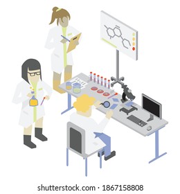 Vector, Lab Research, Development Isometric Characters.