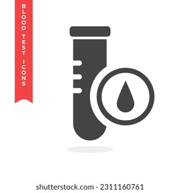  Vector lab tube blood test icon isolated on white background minimal logo