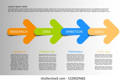 Vector Label with 4 color arrow icons. Can be used for your Business plan, presentation, workflow, banner and more