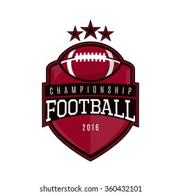 Vector label of american football. Logo of american football championship. Vector illustration.