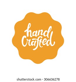 Vector label and badge with hand-lettering type - handcrafted stamp for homemade products and shops