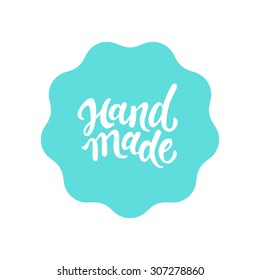 Vector label and badge with hand-lettering type - handmade stamp for homemade products and shops