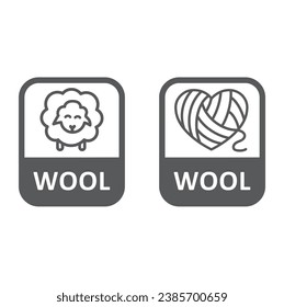 Vector label or badge for natural wool. Symbol wool for clothes.