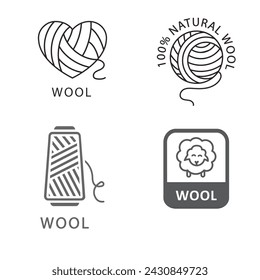 Vector label or badge for natural wool. Symbol wool for clothes.