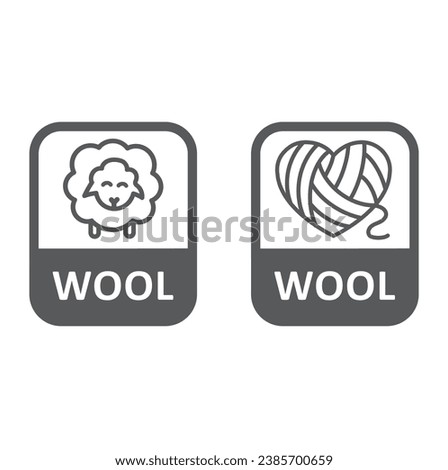 Vector label or badge for natural wool. Symbol wool for clothes.