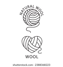 Vector label or badge for organic and natural fabric. Symbol wool tag for clothes.