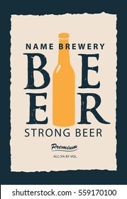 vector label for beer with a bottle