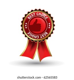 Vector label - best choice with gesture hand