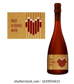 Vector label for a bottle of wine with abstract composition with glasses of wine. Best original wine.