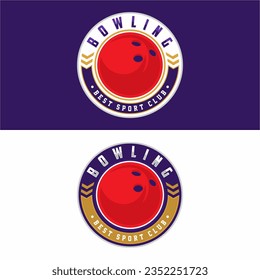 Vector label of bowling. Logo of bowling championship. Vector illustration.