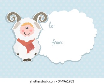 Vector label with a child in sheep pajamas