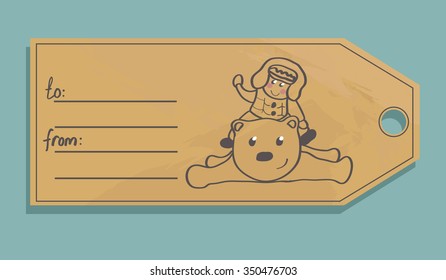 Vector label with child for your design.
