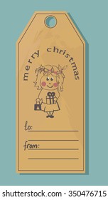 Vector label with child for your design.