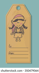 Vector label with child for your design.