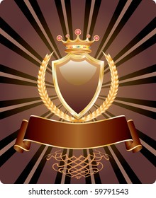 vector label in chocolate and golden colors, fully editable