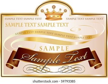 rótulo de vetor em cores de chocolate, branco e dourado, totalmente editável com texto de amostra em camada separada
