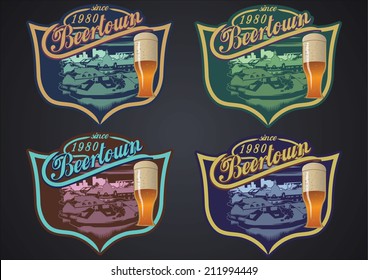 Vector label collection for a beer product in various colors