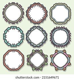 Vector label colorful hand drawing styles doodle line isolated white background