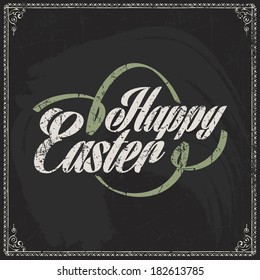 vector label component of easter holiday on chalkboard background pure as pattern for reception card happy classical holiday egg spring vacation scene ceremony smiling beauty aged science banner offse