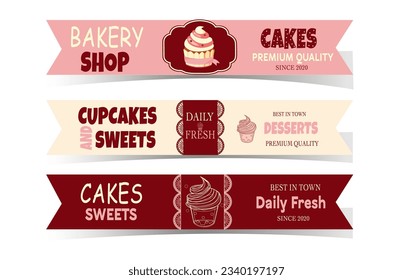  vector Label and Coupon  for Bakery products, pastries