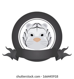 Vector Label With A Cute White Tiger Head