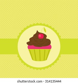 Vector label with a delicious cake