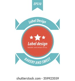Vector Label Design  red and blue retro color