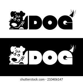 vector label with a dog in black and white