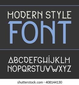 Vector label font.  Whiskey modern style. Font, good to use in any style labels of alcohol drinks. Business card, leaflet and other printing production. ABC. Alphabet
