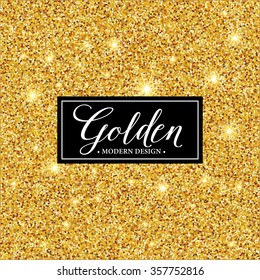 Vector label frame silhouette on the gold glitter background. Vector illustration EPS10