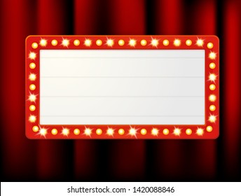 Vector label frames of empty retro light boxes for inserting your text.