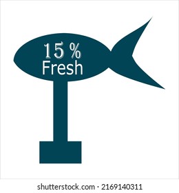 Vector label fresh flag with percent blue colour