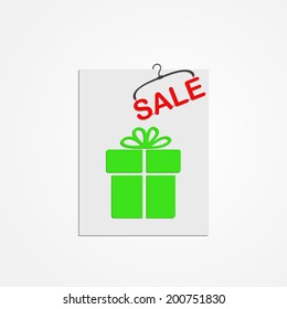 Vector. Label with a gift and "sale" label.