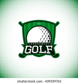 Vector label of golf championship. Logo of golf tournament isolated on white background. Vector illustration.