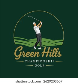 Vector label of golf. Logo of golf championship