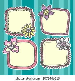 vector label hand drawing doodle style on green background