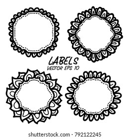 Vector label hand drawing styles doodle line isolated white background