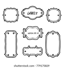 Vector label hand drawing vintage styles doodle line isolated white background