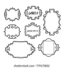 Vector label hand drawing vintage styles doodle line isolated white background