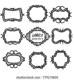 Vector label hand drawing vintage styles doodle line isolated white background