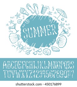 Vector label with hand made font. With inscription Summer
