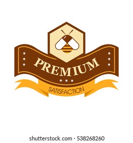 Vector label honey. Sticker apiary isolated on white background.