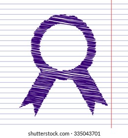 Vector label icon with ribbons with chalk effect 
