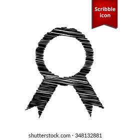 Vector label icon with ribbons with chalk effect. Scribble icon for you design.